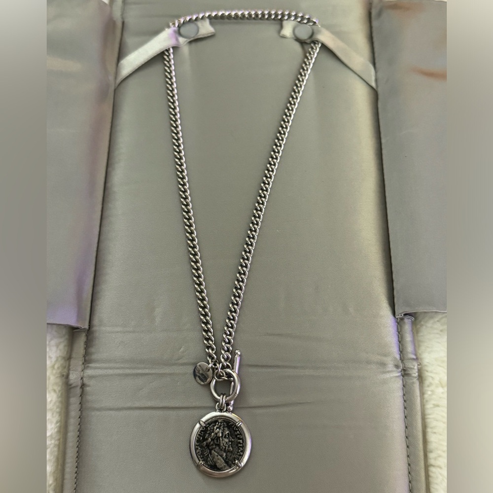 925 Italian Sterling Silver- Dual Sided Roman Coin Necklace